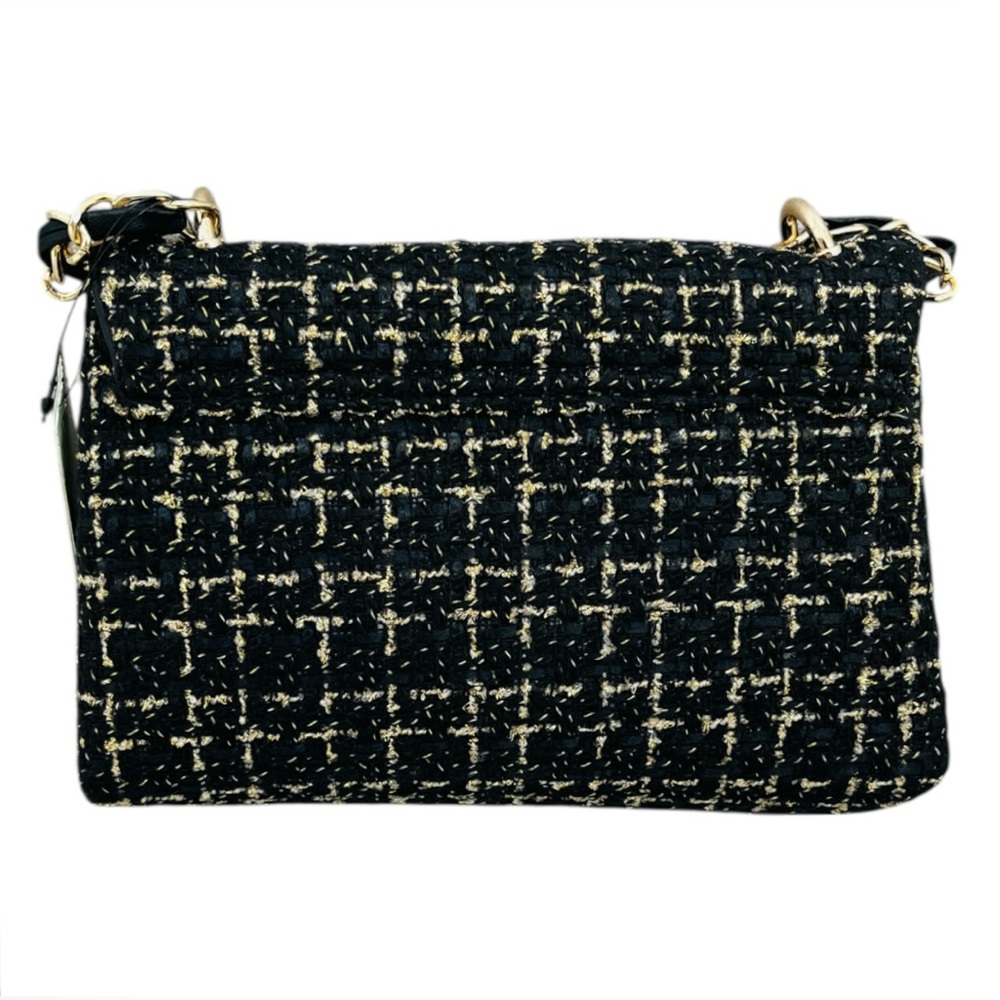 Badgley Mischka NWT Black and Gold Tweed Clutch - Picture 4 of 5